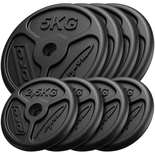 Zestaw obciążeń żeliwnych slim 30 kg / 4 x 5 kg + 4 x 2,5 kg - Marbo Sport Marbo Sport