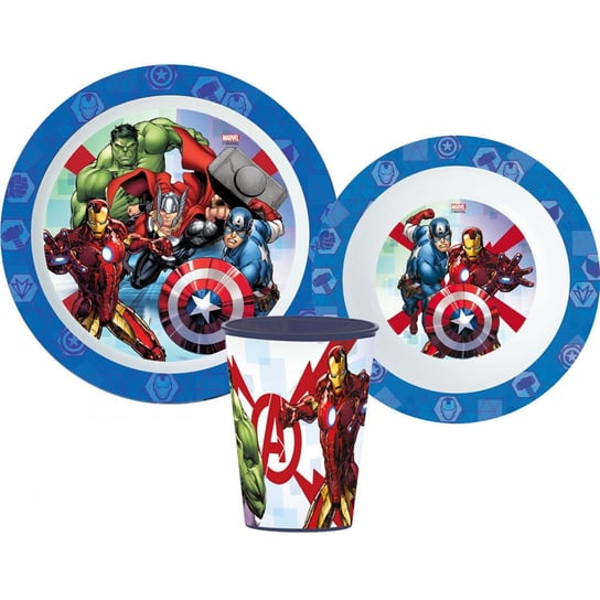 Zestaw Obiadowy Avengers Marvel 3W1 Zestaw Naczyń Śniadaniowy Talerze Kubek Do Mikrofali Inna marka