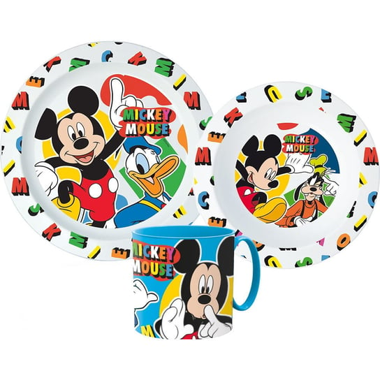 Zestaw Obiadowy Myszka Miki Mickey Mouse 3W1 Zestaw Naczyń Śniadaniowy Talerze Kubek Do Mikrofali Inna marka