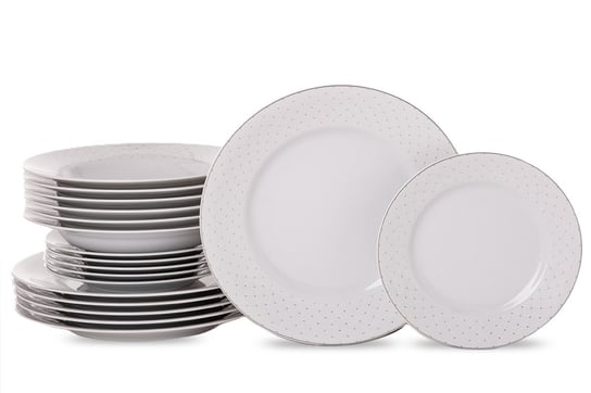 Zestaw obiadowy porcelana 18 elementów biały wzór dla 6 os. AMELIA CARMEN Konsimo Konsimo