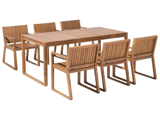 Zestaw ogrodowy akacjowy stół i 6 krzeseł jasne drewno SASSARI Beliani