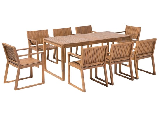 Zestaw ogrodowy akacjowy stół i 8 krzeseł jasne drewno SASSARI Beliani