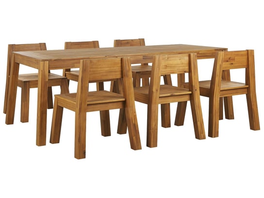 Zestaw ogrodowy akacjowy stół i krzesła jasne drewno LIVORNO Beliani