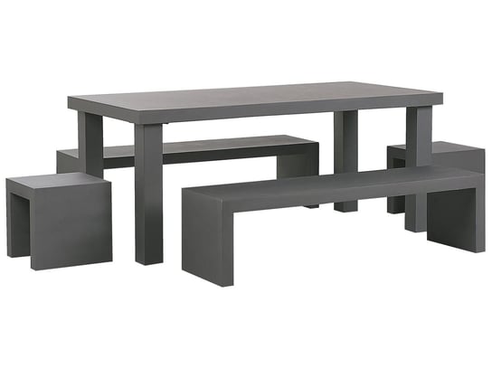 Zestaw ogrodowy betonowy stół 2 ławki 2 stołki szary TARANTO Beliani