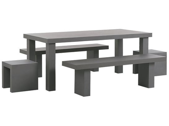 Zestaw ogrodowy betonowy stół 2 ławki i 2 stołki szary TARANTO Beliani