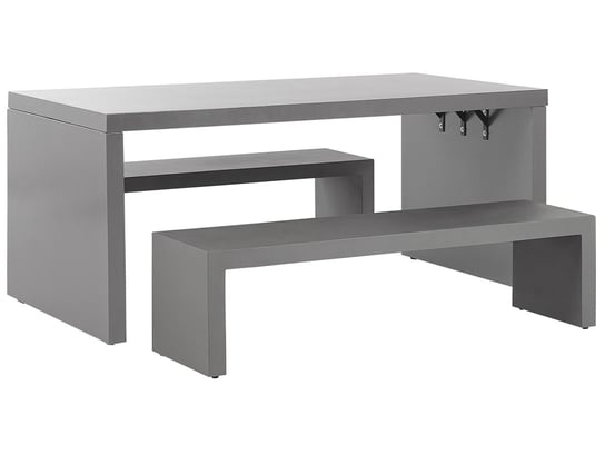 Zestaw ogrodowy betonowy stół 2 ławki kształt litery U szary TARANTO Beliani