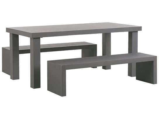Zestaw ogrodowy betonowy stół 2 ławki szary TARANTO Beliani