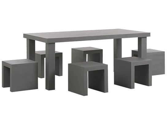 Zestaw ogrodowy betonowy stół i 6 stołków szary TARANTO Beliani