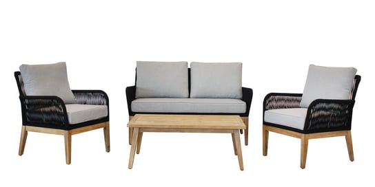 Zestaw ogrodowy Caulate sofa z dwoma fotelami i stolikiem Selsey