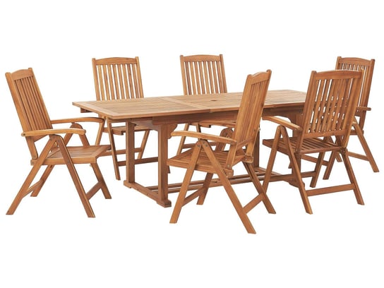 Zestaw ogrodowy drewniany stół i 6 krzeseł JAVA Beliani
