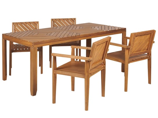 Zestaw ogrodowy drewno akacjowe stół i 4 krzesła BARATTI Beliani