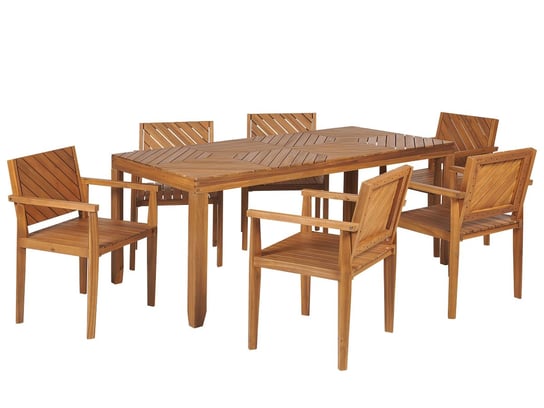 Zestaw ogrodowy drewno akacjowe stół i 6 krzeseł BARATTI Beliani