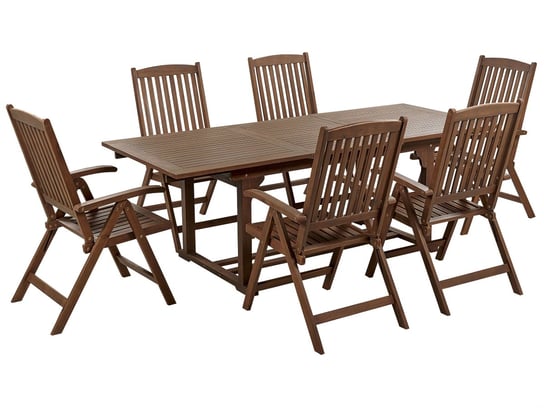 Zestaw ogrodowy drewno akacjowe stół i 6 krzeseł ciemne AMANTEA Beliani