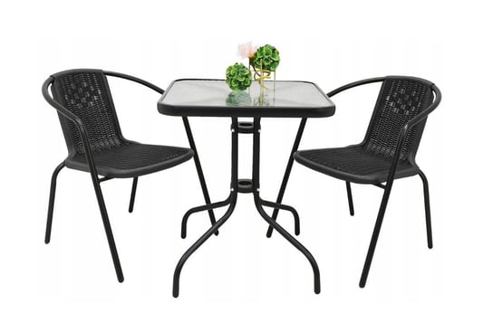 Zestaw ogrodowy kawowy na taras dla 2 osób stół i krzesła czarny Kontrast