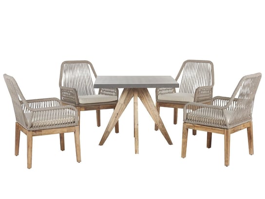 Zestaw ogrodowy kwadratowy stół i 4 krzesła beżowy OLBIA Beliani