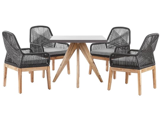 Zestaw ogrodowy kwadratowy stół i 4 krzesła czarny Beliani