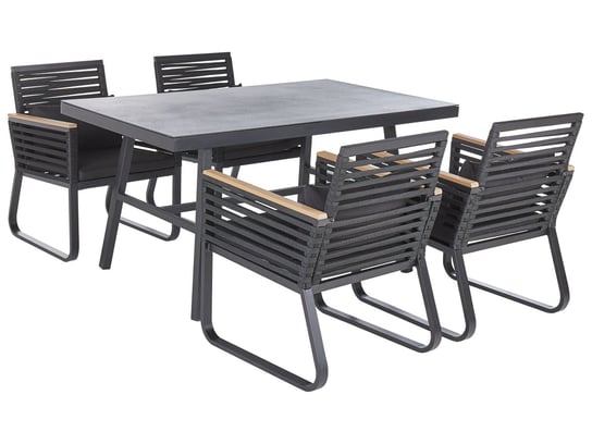 Zestaw ogrodowy metalowy stół i 4 krzesła czarny CANETTO Beliani