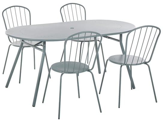 Zestaw ogrodowy metalowy stół i 4 krzesła jasnoniebieski CALVI Beliani