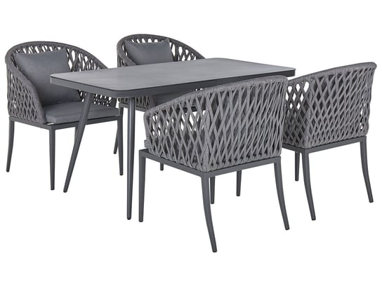 Zestaw ogrodowy metalowy stół i 4 krzesła szary LIPARI Beliani