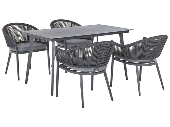 Zestaw ogrodowy metalowy stół i 4 krzesła szary MILETO Beliani