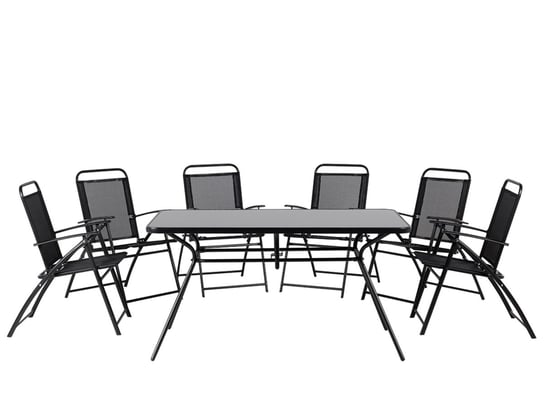 Zestaw ogrodowy metalowy stół i 6 krzeseł czarny LIVO Beliani
