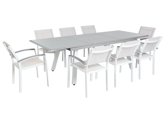 Zestaw ogrodowy metalowy stół i 8 krzeseł szary PERETA Beliani