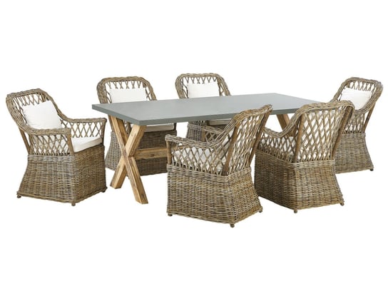 Zestaw ogrodowy rattanowy stół i 6 krzeseł naturalny MAROS/OLBIA Beliani