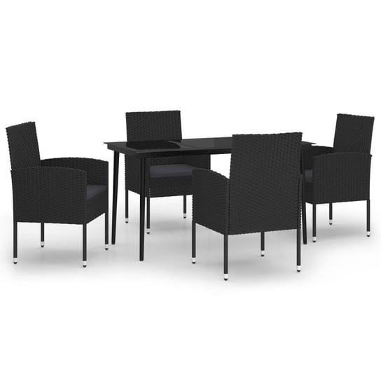 Zestaw ogrodowy Stół + 4 krzesła rattanowe, czarne Zakito Europe