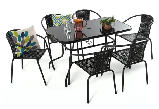 Zestaw ogrodowy stół + 6 krzeseł czarny HOME INVEST INTERNATIONAL