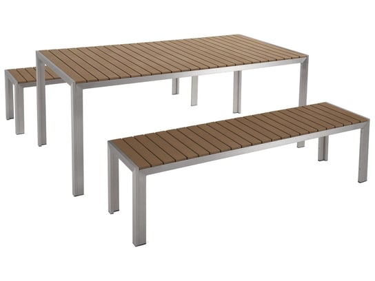 Zestaw ogrodowy stół i 2 ławki jasne drewno NARDO Beliani