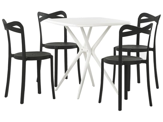 Zestaw ogrodowy stół i 4 krzesła biały z czarnym SERSALE/CAMOGLI Beliani