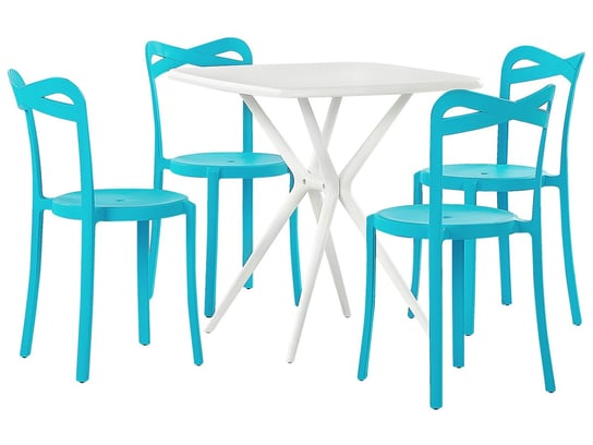Zestaw ogrodowy stół i 4 krzesła biały z niebieskim SERSALE/CAMOGLI Beliani