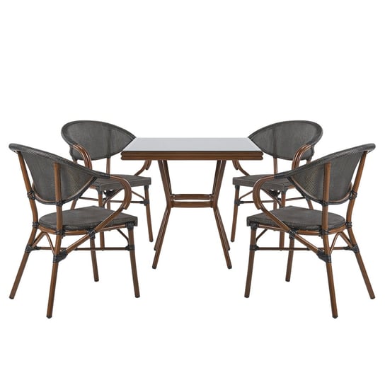 Zestaw ogrodowy stół i 4 krzesła ciemne drewno z szarym CASPRI Beliani
