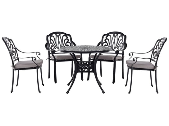 Zestaw ogrodowy stół i 4 krzesła czarny ANCONA Beliani
