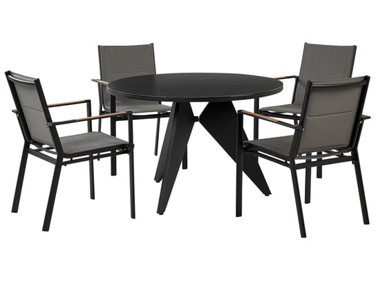 Zestaw ogrodowy stół i 4 krzesła czarny z szarym OLMETTO/BUSSETO Beliani