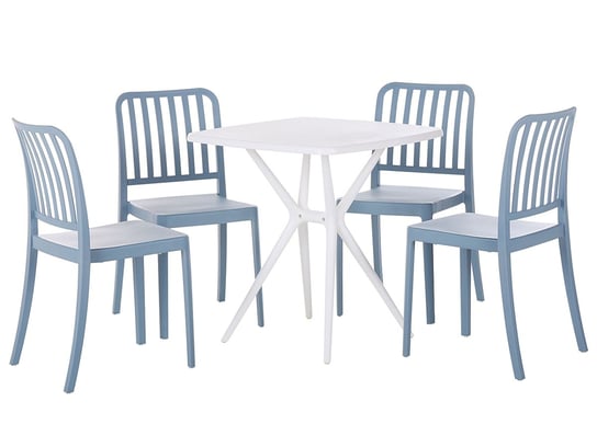 Zestaw ogrodowy stół i 4 krzesła niebieski z białym SERSALE Beliani