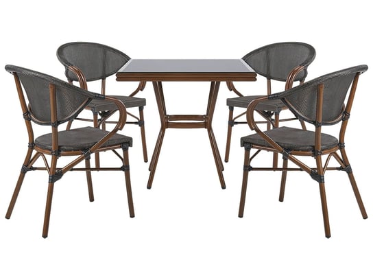 Zestaw ogrodowy stół i 4 krzesła szary z czarnym CASPRI Beliani