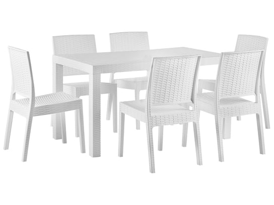 Zestaw ogrodowy stół i 6 krzeseł biały FOSSANO Beliani