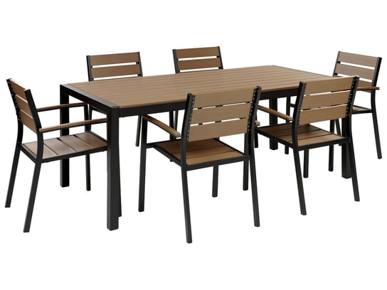 Zestaw ogrodowy stół i 6 krzeseł jasne drewno z cz Beliani