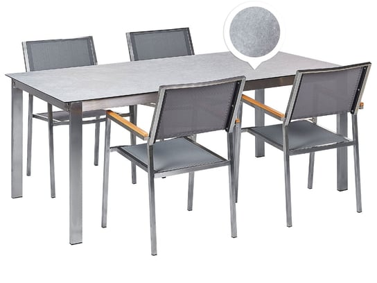 Zestaw ogrodowy stół szklany biały i 4 krzesła szare COSOLETO/GROSSETO Beliani