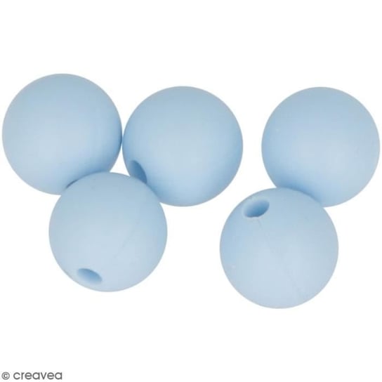 Zestaw okrągłych koralików silikonowych - 10 mm - Pastelowy Niebieski - 5 szt Inna marka