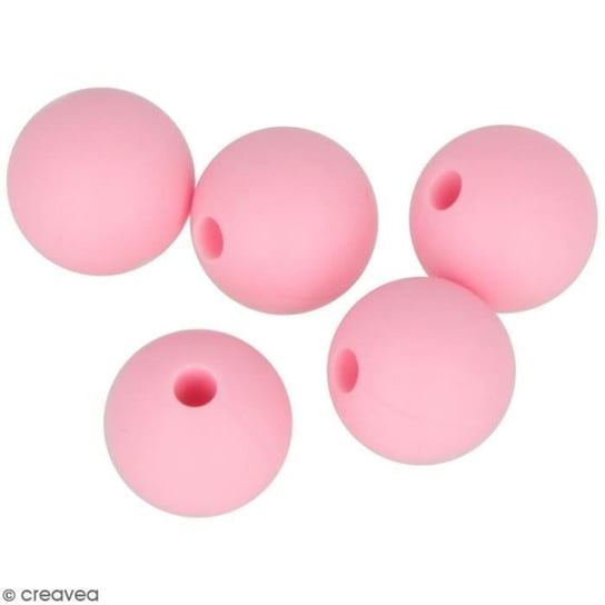 Zestaw okrągłych koralików silikonowych - 10 mm - Różowy - 5 szt Inna marka