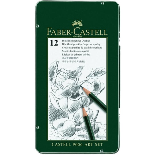 Zestaw ołówków grafitowych Castell 9000 12 sztuk Metalowe opakowanie Faber-Castell