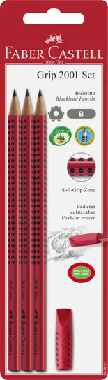 Zestaw ołówków grafitowych, Grip 2001 B, czerwony Faber-Castell