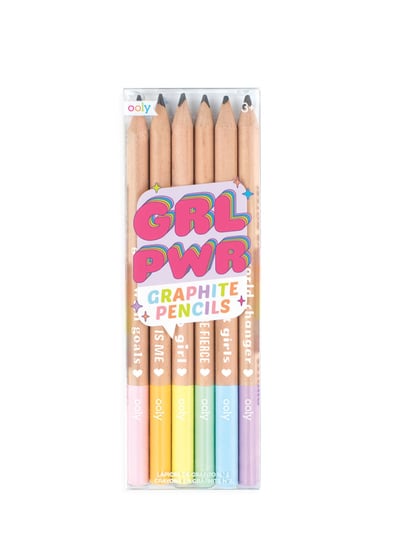 Zestaw ołówków, GRL PWR, 6 sztuk, HB Kolorowe Baloniki
