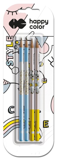 Zestaw ołówków, trójkątnych, HB, 4 sztuki Happy Color