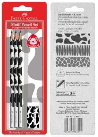 Zestaw ołówków z gumką, Krowa, 3 sztuki Faber-Castell