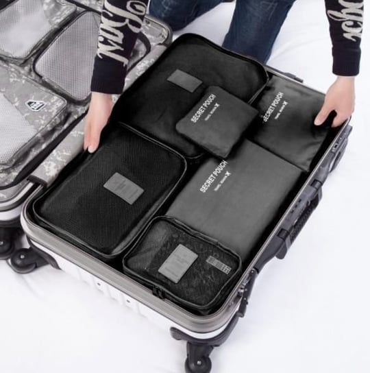 Zestaw organizerów podróżnych do walizki i szafy (6szt) - czarny Hedo