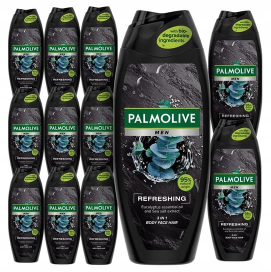 Zestaw Palmolive, Men Refreshing, żel pod prysznic męski 3w1, 12x500 ml Palmolive