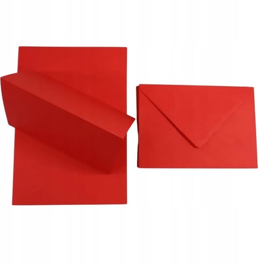 Zestaw papier + koperty B6 czerwony 25 szt. - papeteria walentynkowa baza do kartek dla dzieci Netuno